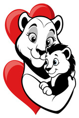lion mother and lion baby 
