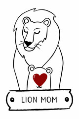 lion mother and lion baby 