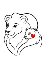lion mother and lion baby 