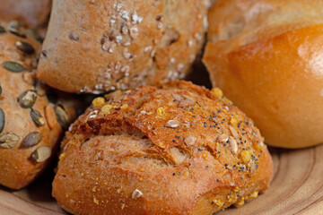 Körnerbrötchen in einer Nahaufnahme