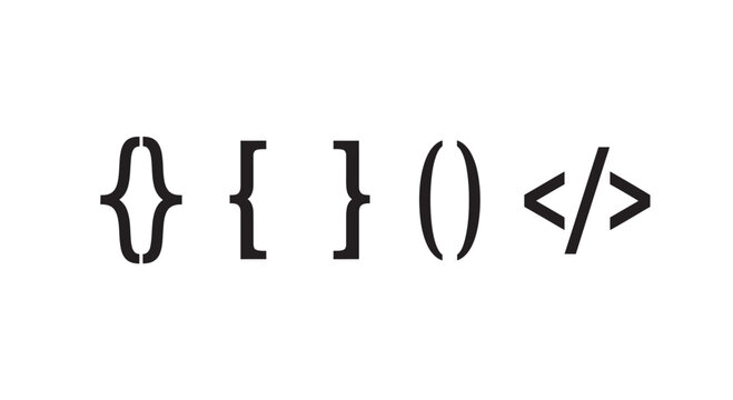 Collection of programming and mathematical symbols in a clean silhouette