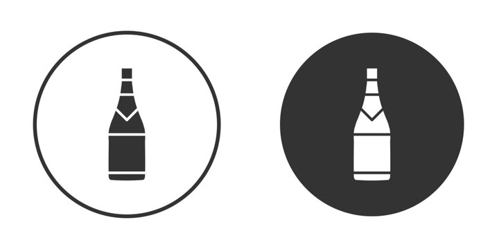 Champagne bottle icon in black solid flat silhouette designs