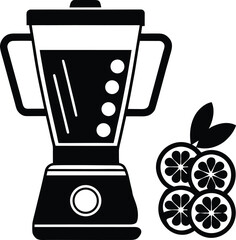Blender with fruit ingredients flat design silhouette 
