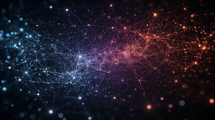 Obraz premium An abstract image of a network with connected dots and lines in a vibrant design.