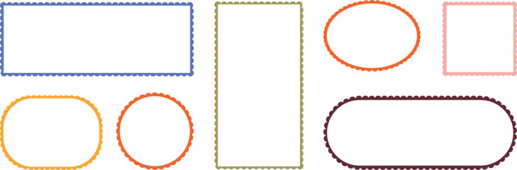 Vintage Frame and Border Vector Set – Postage Stamp Design Collection with Blank Paper Labels, Retro Postal Art, Mail Stickers, Ornamental Square and Rectangle Frames, Decorative Pattern Illustration 