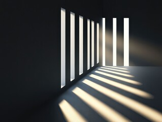 Naklejka premium 3D bar graph casting a shadow of prison bars