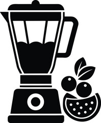 Blender with fruit ingredients flat design silhouette 