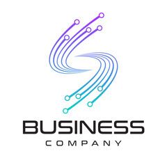 Letter S Tech Logo Design illustration. S Tech Digital Logo Design