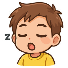 Chibi sticker with expression of being sleepy vector design