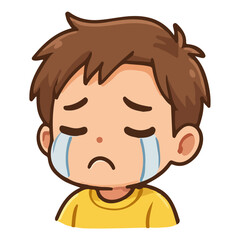 Chibi sticker with expression of crying vector design