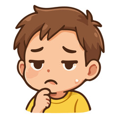 Chibi sticker with expression of thinking vector design