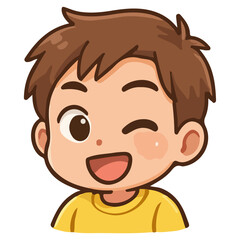 Chibi sticker with expression of winking eye vector design