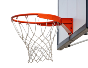  “Angled Side View of Outdoor Basketball Net in Orange and White, PNG”.