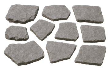 Collection of Irregularly Shaped Natural Grey Stone Paving Slabs for Outdoor Landscaping and Garden Paths