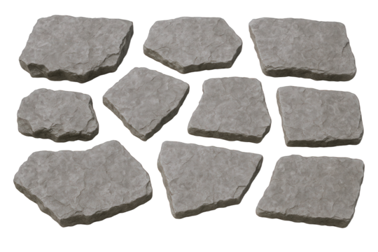 Collection of Irregularly Shaped Natural Grey Stone Paving Slabs for Outdoor Landscaping and Garden Paths