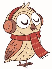 Naklejka premium owl with a cup of hot chocolate