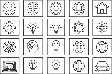 Business Technology and Innovation Symbols Vector Illustration for Creative Ideas and Strategic Thinking