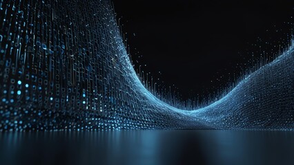 Light wave cutting across broken digital grid