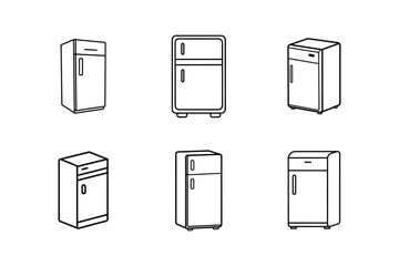 refrigerator icon line art vector illustration