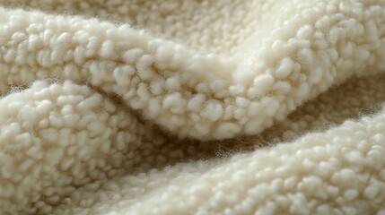 Creamy Sheepskin Texture Soft with Warm, Cozy Closeup, and Neutral Background for Comfort.