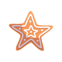 Vector Gingerbread Cookie with Icing Isolated on White Background