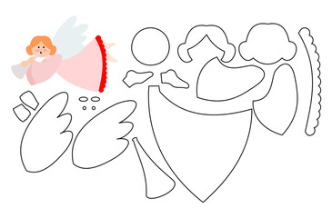 Angel, cute, simple, cut , laser, Cricut,paper, felt, fabric, decoration, school, party, kids , pattern, layers,