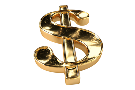 Golden dollar sign on black background
