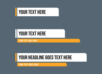 Yellow & white lower third set for news & other broadcasting videos