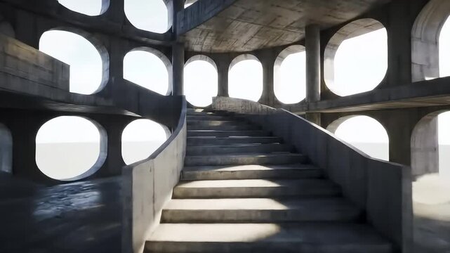 Brutalist Architecture A Concrete Maze of Arches and Light
