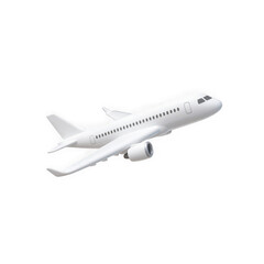 Obraz premium 3d icon of a modern white passenger airplane in flight, isolated on transparent background