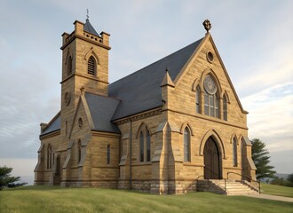 Fototapeta premium Old historical religious church building with sky view