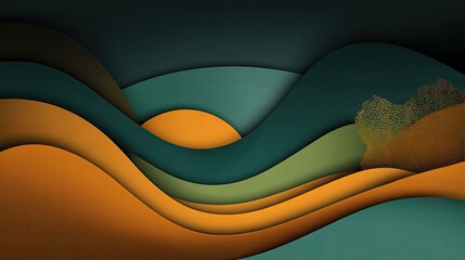 Abstract layered waves in warm and cool tones
