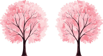 Cherry blossom tree illustration, pink sakura tree clipart, spring floral vector, Japanese style tree design, blooming tree element, seasonal decorative tree
