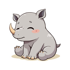 Fototapeta premium Cute Baby Rhino Clipart 01
