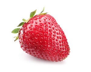 One fresh ripe strawberry isolated on white