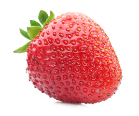 One fresh ripe strawberry isolated on white