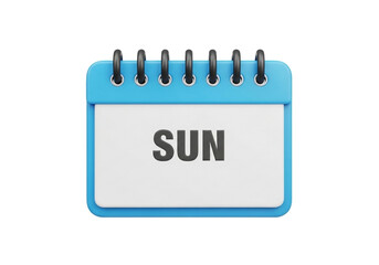 A rectangular calendar page, with a light gray white background and a light, bright blue border.  The month, SUN, is written in bold, dark gray letters