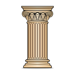Obraz premium Historical column vector illustration, architectural and cultural relic design on transparent background