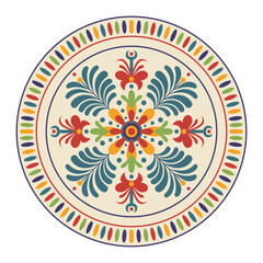 Vector ceramic plate with decorative and ornament pattern. Cultural object design on transparent background