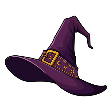 Wizard hat vector illustration, fantasy and magic object design on transparent background.