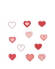 Collection of Cute, Decorative Hearts in Various Designs