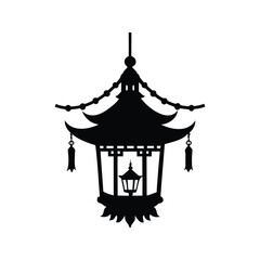 A striking black silhouette of an Asian inspired hanging lantern design