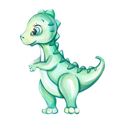 Naklejka premium Watercolor cute dinosaur for nursery, newborn. Cartoon animal for kids design