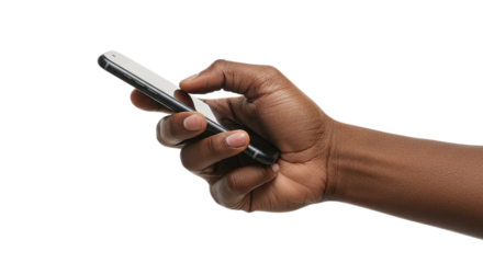 Black hand holding smartphone mobile cell phone technology communication device connection internet access