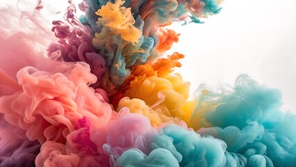 Obraz premium Abstract Colorful Smoke Plumes: Dynamic Motion of Fluid Art with Pastel Hues for Backgrounds and Creative Projects.
