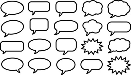 Speech bubble vector set blank shapes for comic conversation