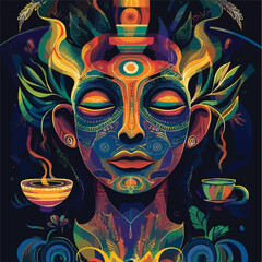 Naklejka premium Ayahuasca Ritual Vector Quality Illustration