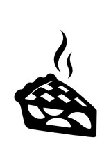 Thanksgiving vector art of a slice of pie with steam isolated on white background, a sweet dessert vector