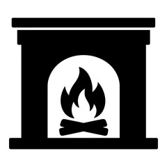 Thanksgiving vector art of silhouette of a fireplace with burning logs isolated on white background vector