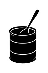 Thanksgiving vector art of silhouette of a can with a spoon inside isolated on white background vector